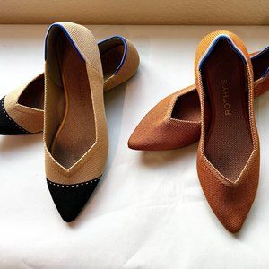 Rothy's The Point Flat 2 Pairs Nude and Mustard/Toffee